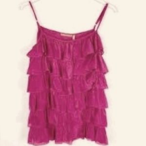 🌻 525 America Pink Silk Ruffle Tank Top. Size M